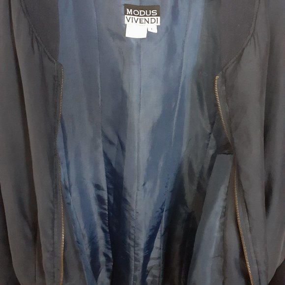Modus Vivendi Blue Silk Bomber Jacket - Picture 4 of 4